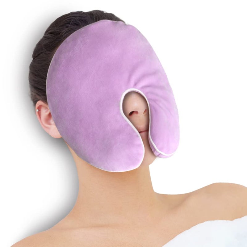 Face Heating Pad Sinus Relief Mask Moist Heat Face Mask Microwavable Warm Compress for Sinus Pressure Relief Migraine Tension Headache Relief Purple